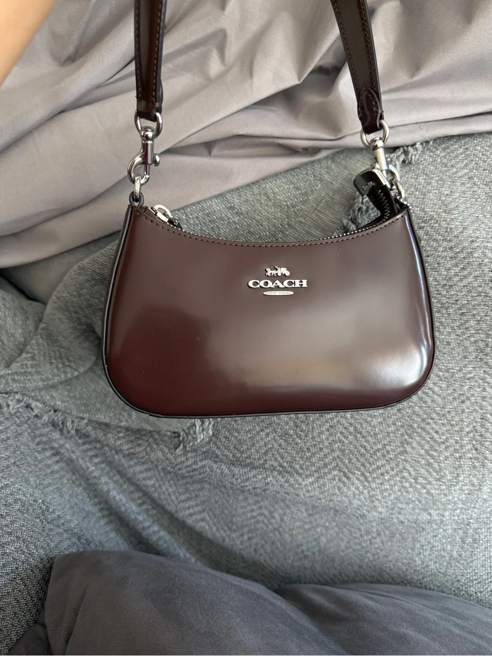 Coach Terri mini Leather Shoulder Bag - Dark Brown - Picture 2 of 9
